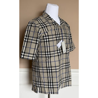 Burberry Elio Check Short Sleeve Shirt Lichen IP Check Men L 8121623 NWT $680