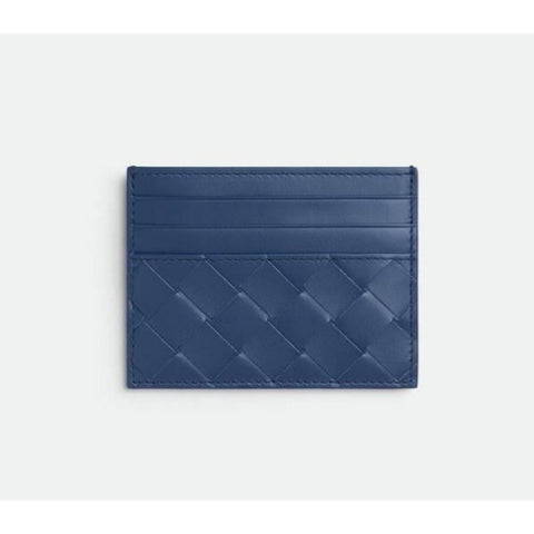Bottega Veneta Men's Intrecciato Leather Card Case Blue 581060 Italy NWT $390