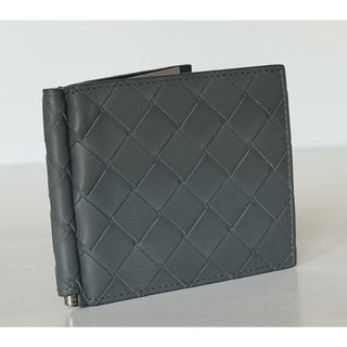 Bottega Intrecciato Veneta Leather Gray Wallet with Money Clip 592626 NWT $600