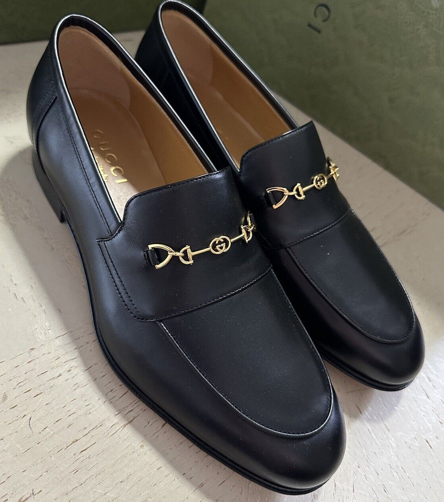 NIB Gucci Mens Loafers Moccasin GG Logo Shoes Black 7 US/6 UK 669816