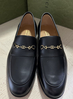 NIB Gucci Mens Loafers Moccasin GG Logo Shoes Black 7 US/6 UK 669816