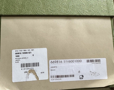 NIB Gucci Mens Loafers Moccasin GG Logo Shoes Black 7 US/6 UK 669816