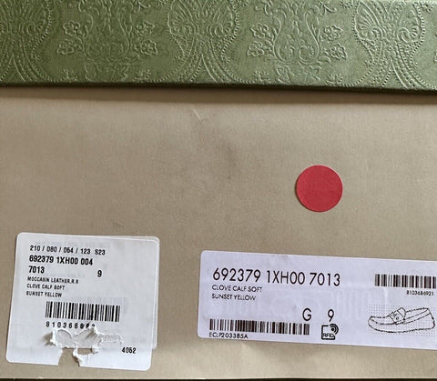 New Gucci Men GG Leather Moccasin Driver Loafers Shoes Yellow 10 US/9 UK 692379