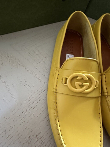 New Gucci Men GG Leather Moccasin Driver Loafers Shoes Yellow 10 US/9 UK 692379
