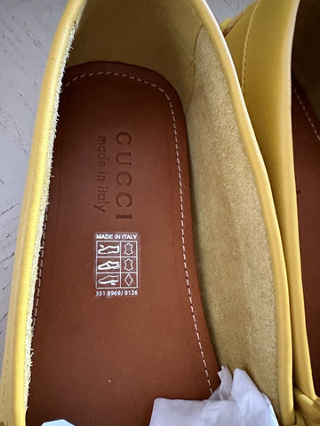 New Gucci Men GG Leather Moccasin Driver Loafers Shoes Yellow 10 US/9 UK 692379