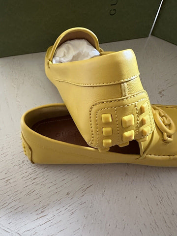 New Gucci Men GG Leather Moccasin Driver Loafers Shoes Yellow 10 US/9 UK 692379