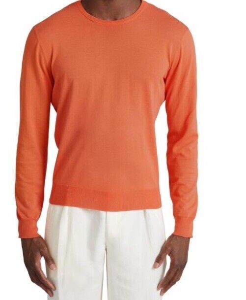 NWT $695 Ralph Lauren Purple Label Men  Crewneck Sweater Orange L Italy
