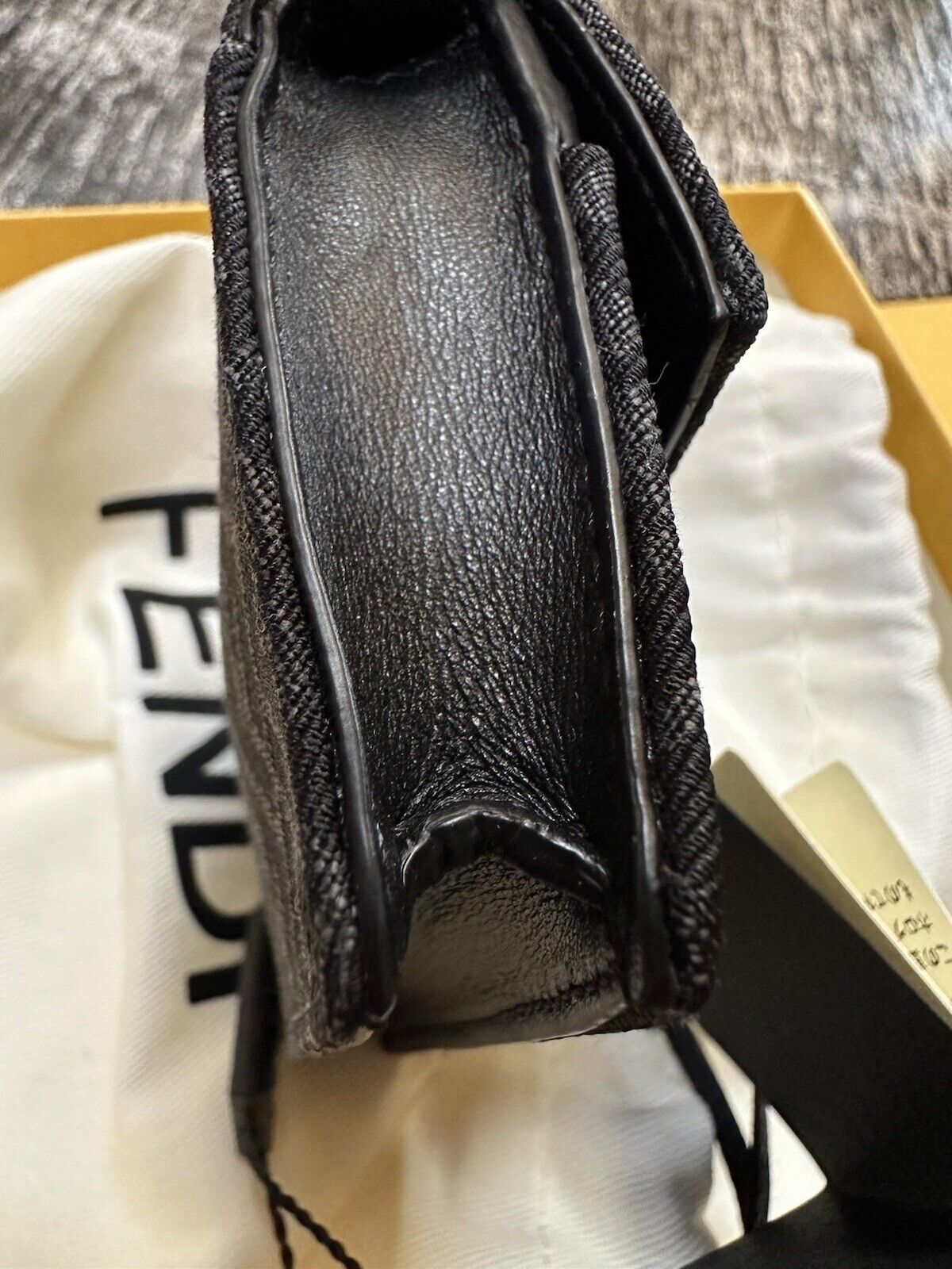 New Fendi Micro Flat Baguette Color Black/Brown Italy 7M0311