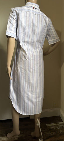 New $720 Thom Browne Striped Midi Shirtdress Blue/White/Multi Size 40/4 Italy