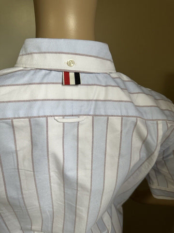 New $720 Thom Browne Striped Midi Shirtdress Blue/White/Multi Size 40/4 Italy