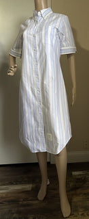 New $720 Thom Browne Striped Midi Shirtdress Blue/White/Multi Size 44/8 Italy