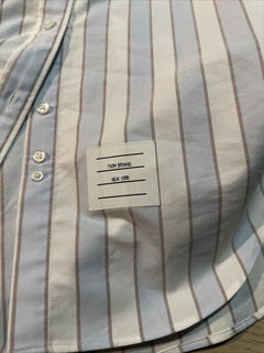 New $720 Thom Browne Striped Midi Shirtdress Blue/White/Multi Size 44/8 Italy
