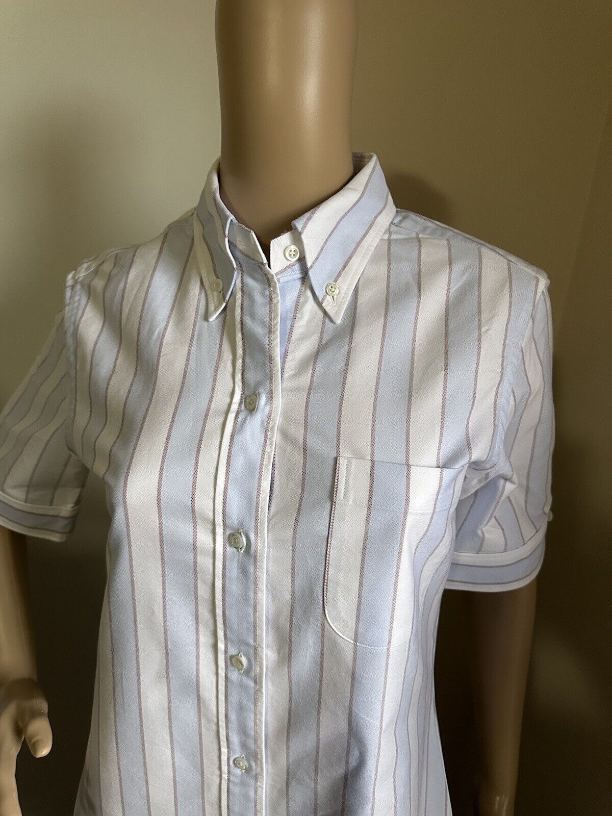 New $720 Thom Browne Striped Midi Shirtdress Blue/White/Multi Size 44/8 Italy