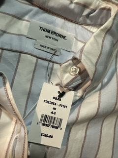 New $720 Thom Browne Striped Midi Shirtdress Blue/White/Multi Size 44/8 Italy