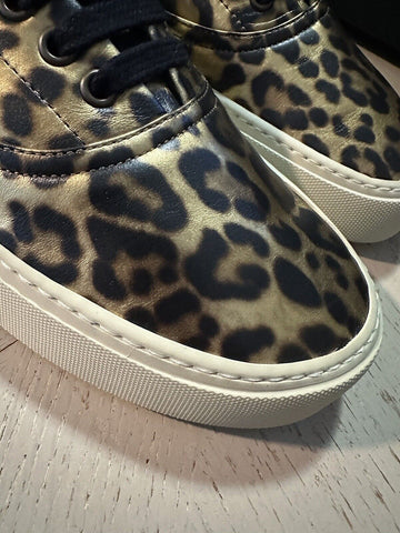 NIB Saint Laurent Men Leather Leopard Pr. Sneakers  Black/Gold 11 US/44 E 689072
