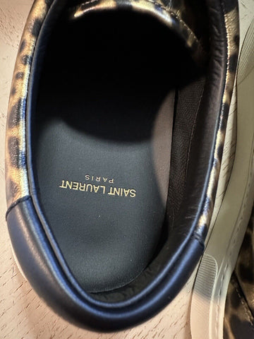 NIB Saint Laurent Men Leather Leopard Pr. Sneakers  Black/Gold 11 US/44 E 689072