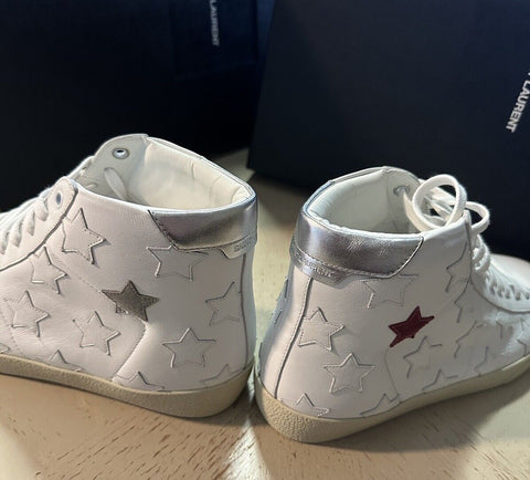 NIB Saint Laurent Mid-top Leather sneakers White 7 US/40 Eu 672906