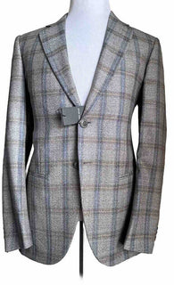 NWT $2795 Giorgio Armani Men Plaid Sport Coat Jacket Blazer Brown/Blue 42/52