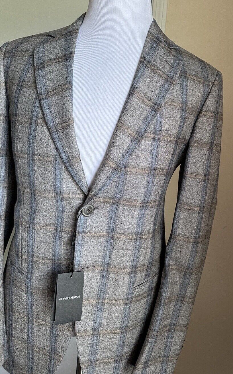 NWT $2795 Giorgio Armani Men Plaid Sport Coat Jacket Blazer Brown/Blue 42/52