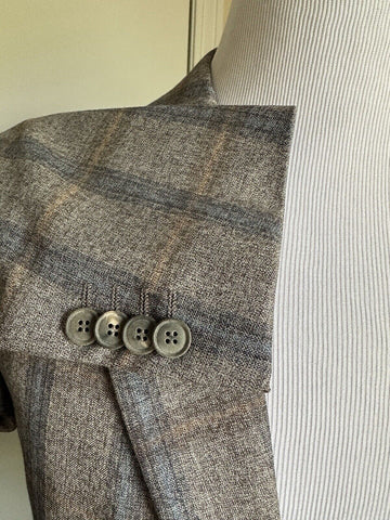 NWT $2795 Giorgio Armani Men Plaid Sport Coat Jacket Blazer Brown/Blue 42/52