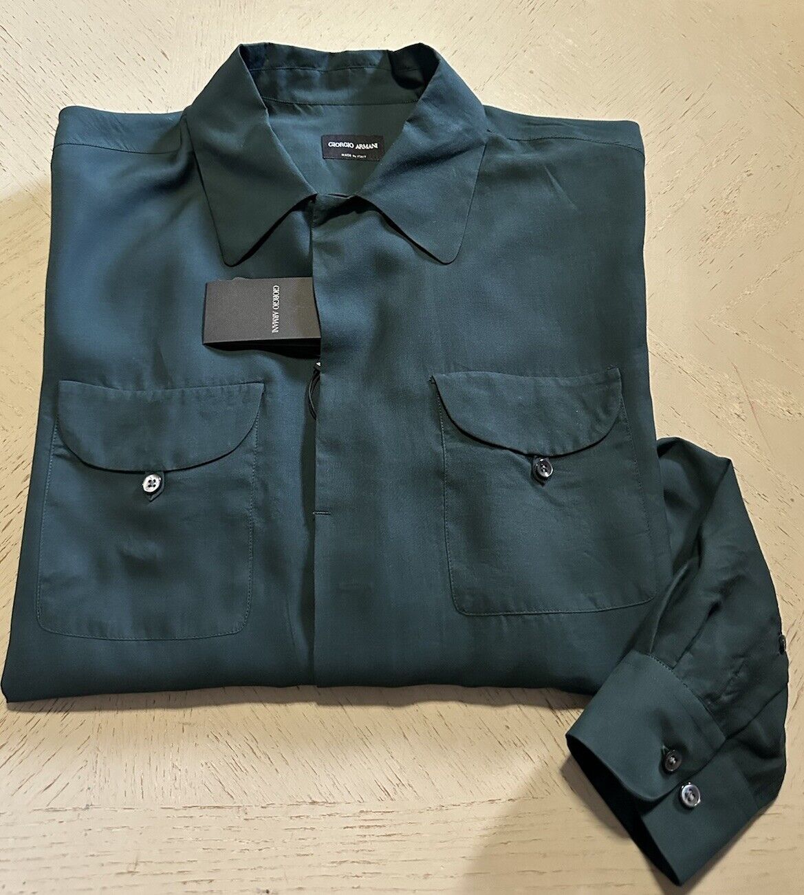 NWT $1195 Giorgio Armani Mens Loose Fit Shirt Green 42/16.5  Italy