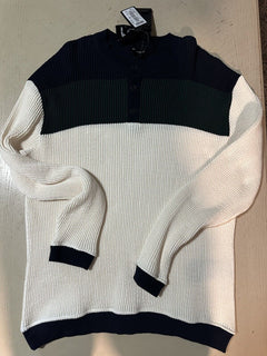 New $1295 Giorgio Armani Men’s Crewneck Sweater White/Blue/Green 52 US ( L )
