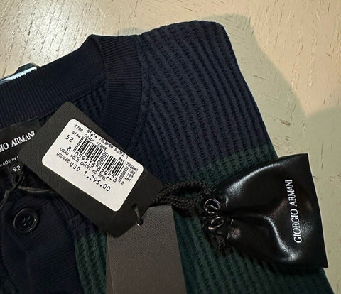 New $1295 Giorgio Armani Men’s Crewneck Sweater White/Blue/Green 52 US ( L )