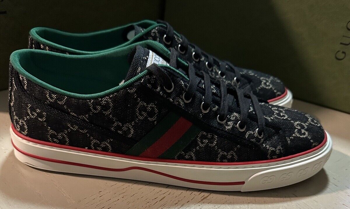 New Gucci Men GG Logo Canvas Sneakers Black 12.5 US/12 UK 606111