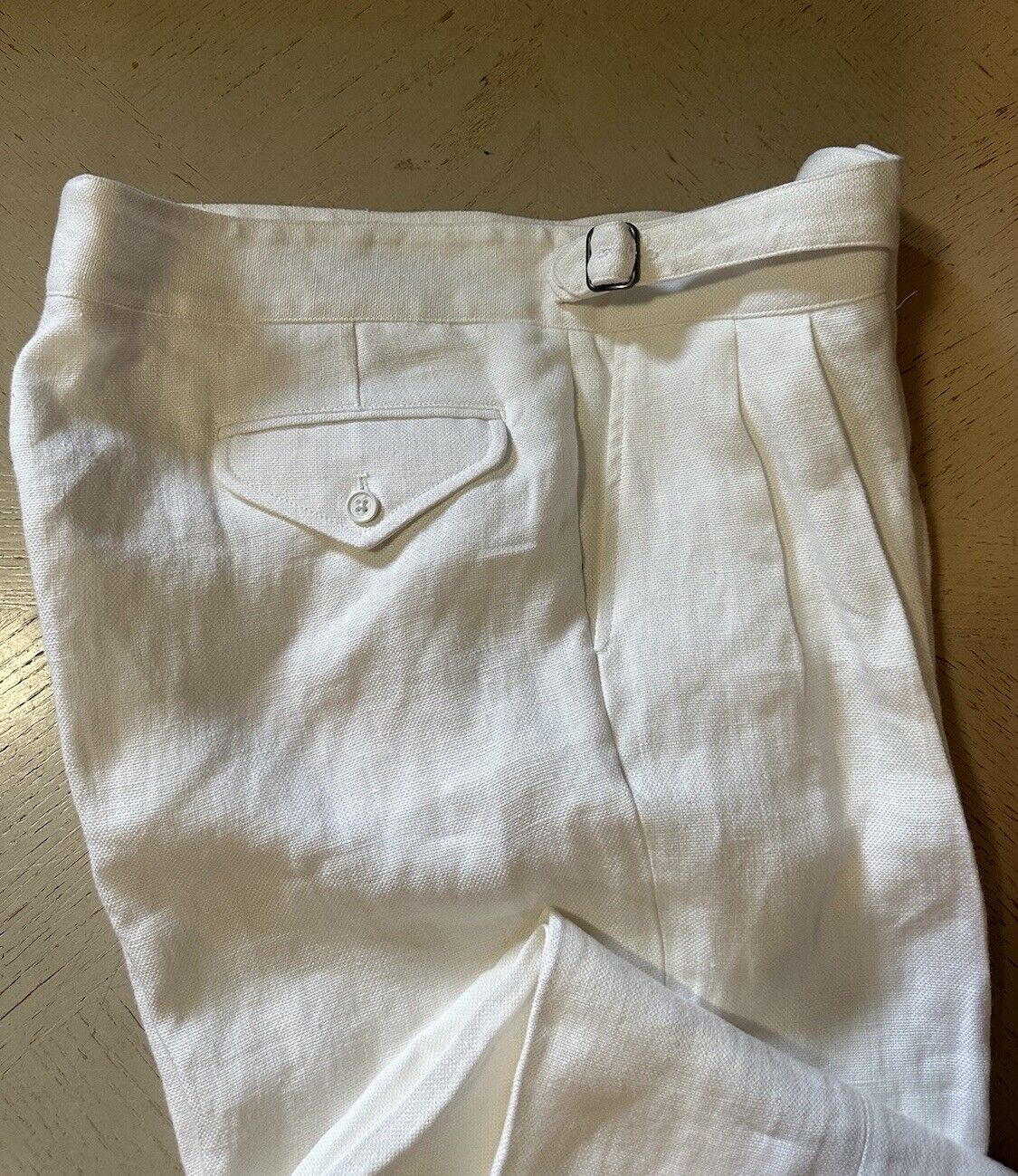 NWT  Ralph Lauren Purple Label Men’s Linen Pants White 38 US/54 Eu Italy