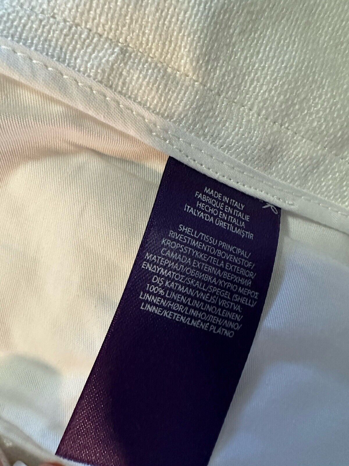 NWT  Ralph Lauren Purple Label Men’s Linen Pants White 38 US/54 Eu Italy