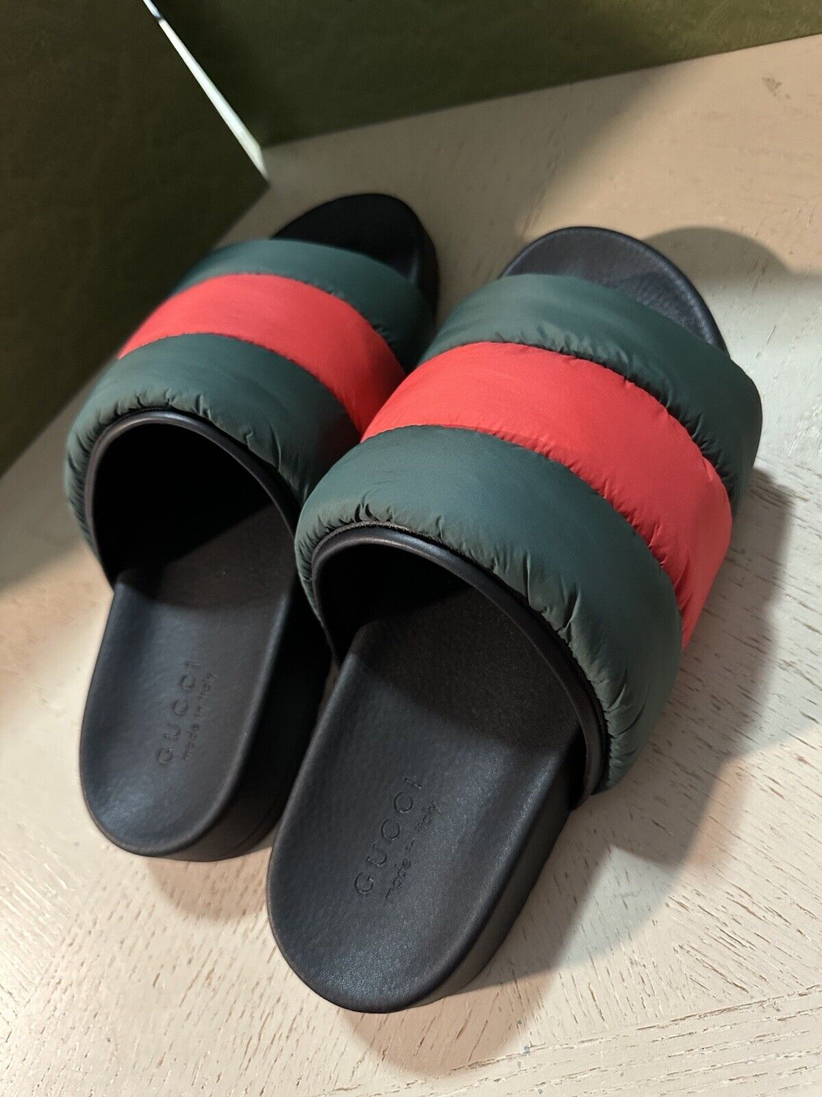 NIB Gucci Mens Sandal Shoes Green/Red/Yellow/Black 13 US/12 UK 692387