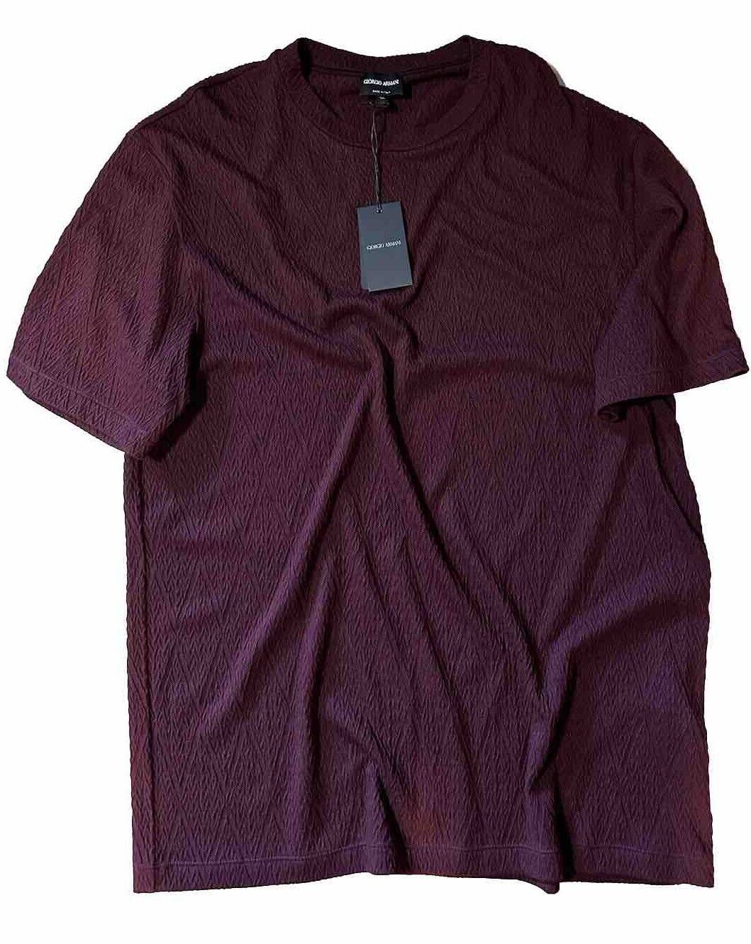 NWT $595 Giorgio Armani Men Cashmere Blend T Shirt Burgundy XXL ( 56 Eu ) Italy