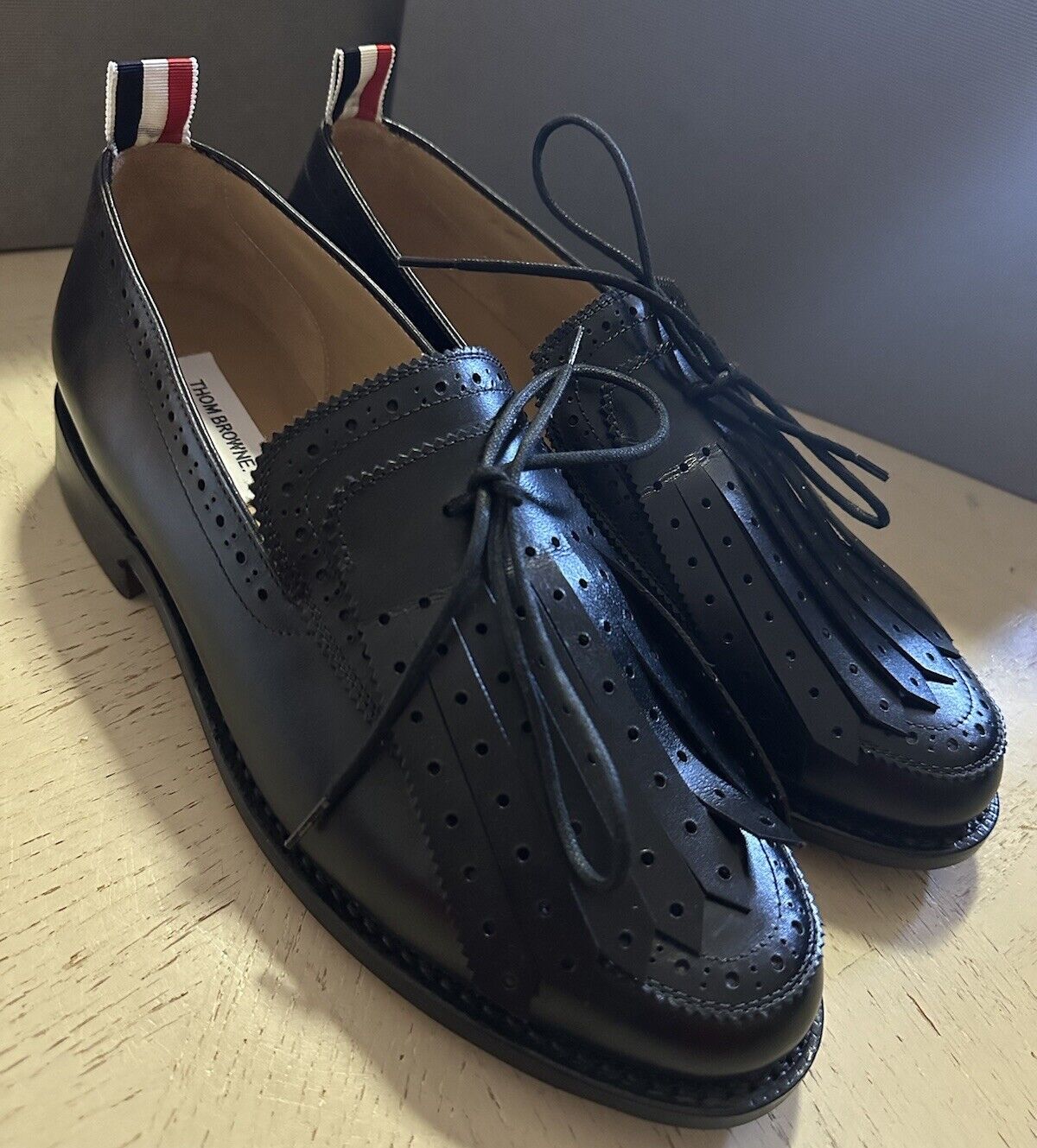 NIB $1190 Thom Browne Men Leather Tassel Loafers Black 7.5 US/40.5 EU Italy