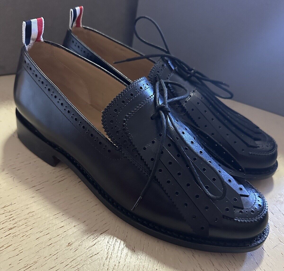 NIB $1190 Thom Browne Men Leather Tassel Loafers Black 7.5 US/40.5 EU Italy