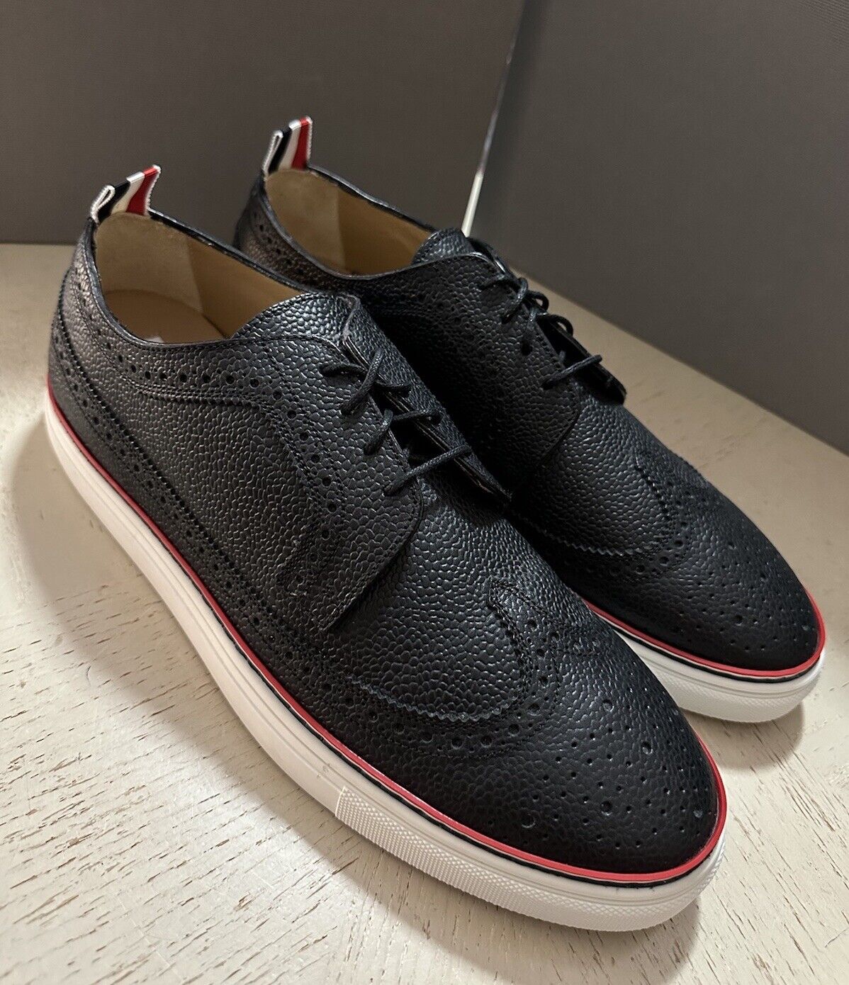 NIB Thom Browne Men Leather Wingtip Oxford Brogues Sneakers Black 11 US/44 EU