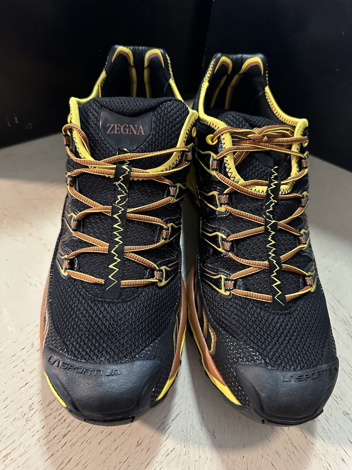 New Zegna Men Sneakers Shoes Black/Yellow/Brown 13 US