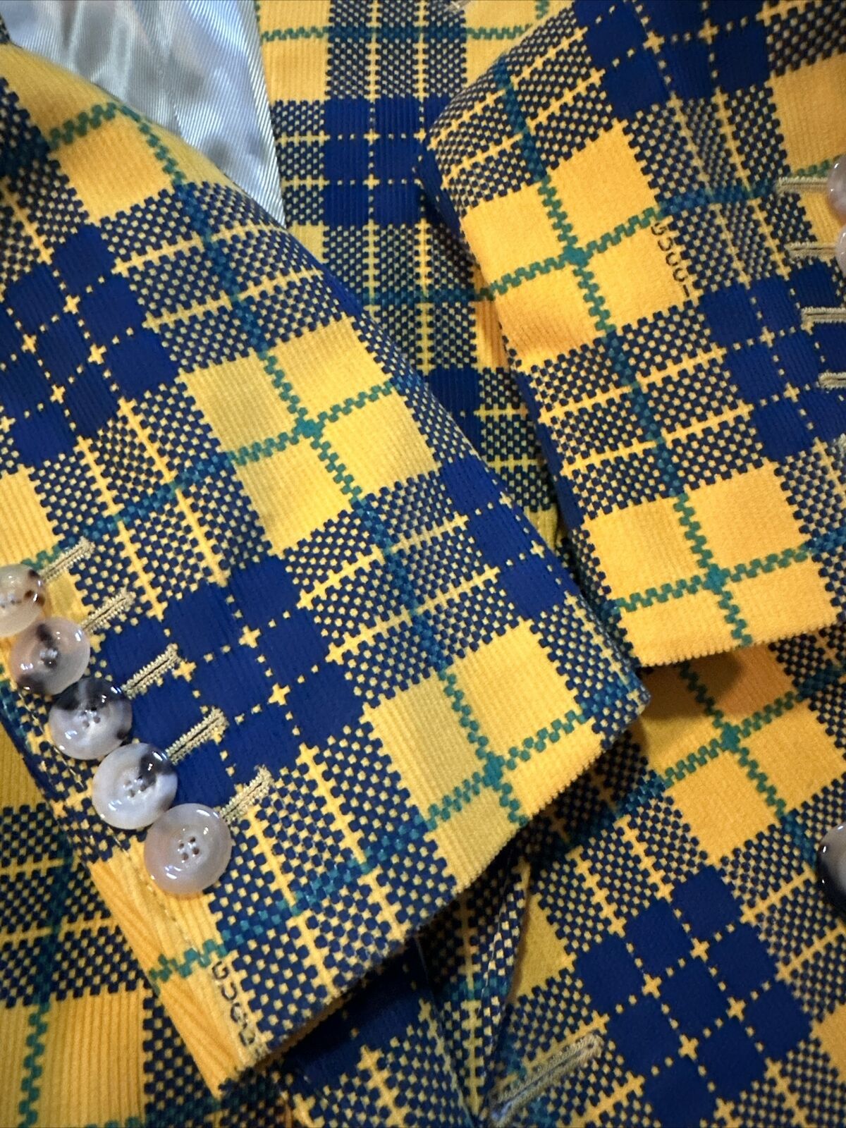 NWT $3800 Gucci Men Tartan Cotton Sport Coat Blazer Yellow/Black/Gr. 38 US/48 Eu