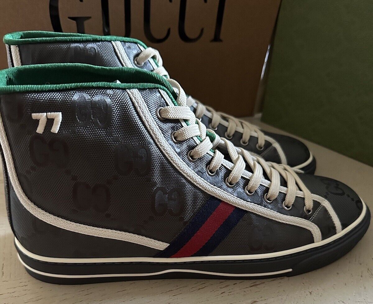 New Gucci Men GG Logo Canvas High-top Sneakers DK Gray 14 US/13 UK 628717