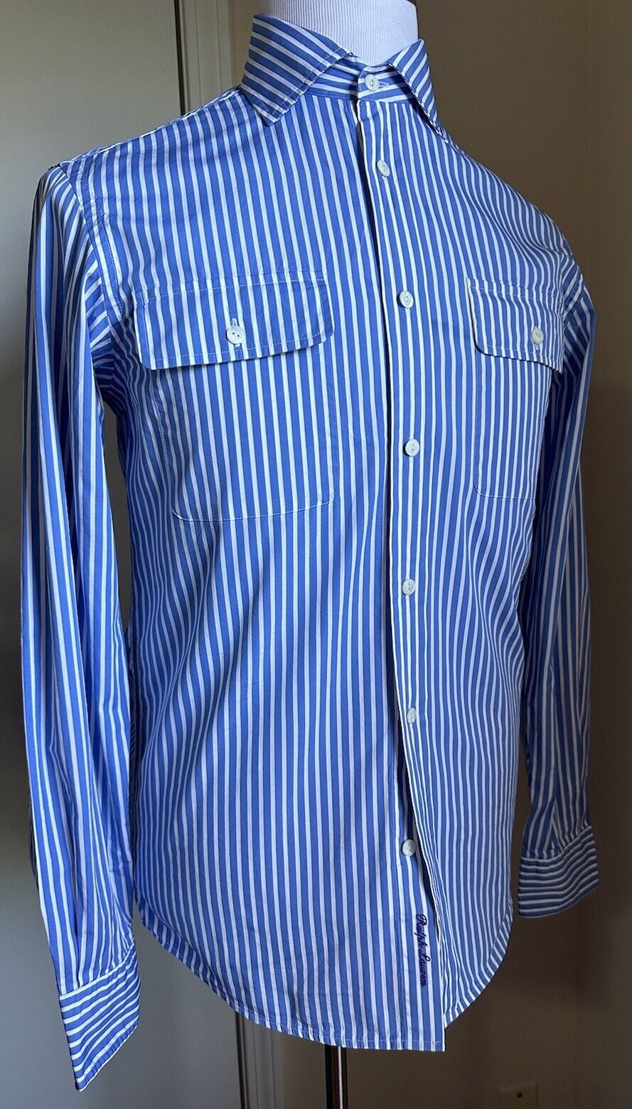 NWT $495 Ralph Lauren Purple Label Aston Striped Dress Shirt Size S Italy