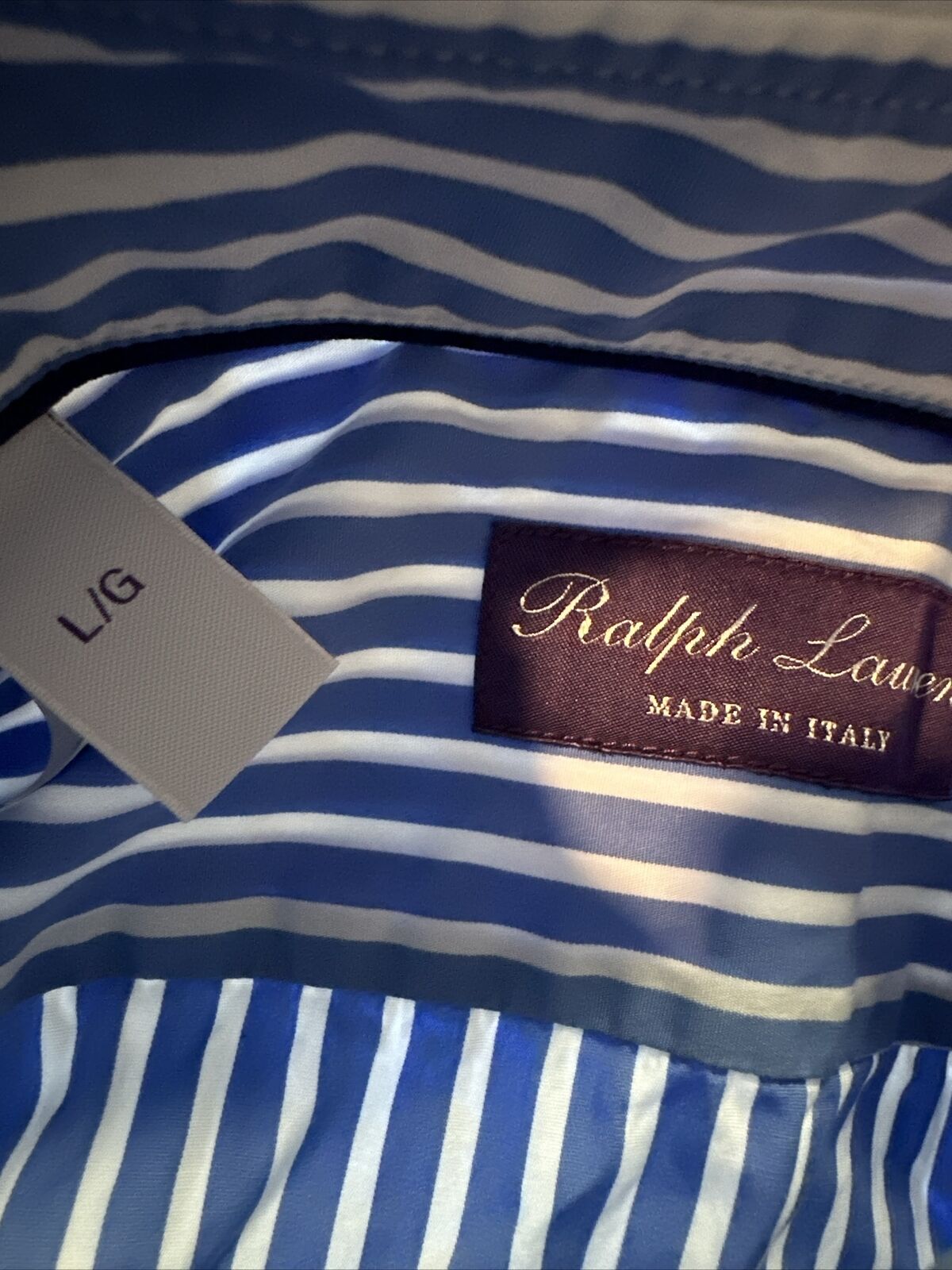 NWT $495 Ralph Lauren Purple Label Aston Striped Dress Shirt Size L Italy