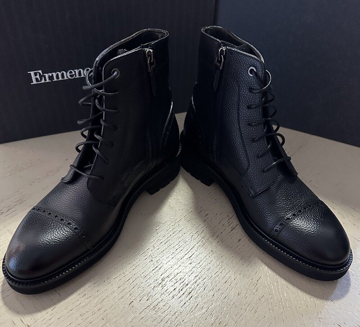 New $995 Ermenegildo Zegna Leather light weight Boots Shoes Black 7 US/40 Eu