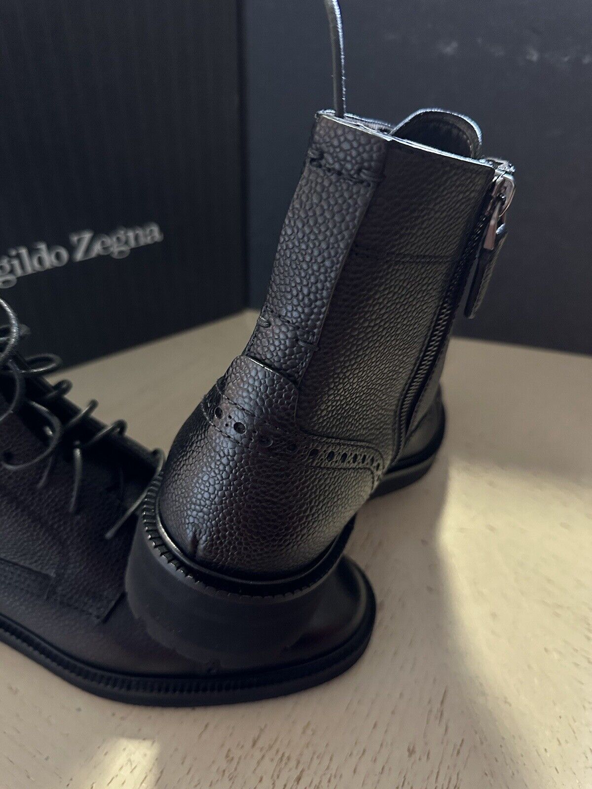 New $995 Ermenegildo Zegna Leather light weight Boots Shoes Black 7 US/40 Eu