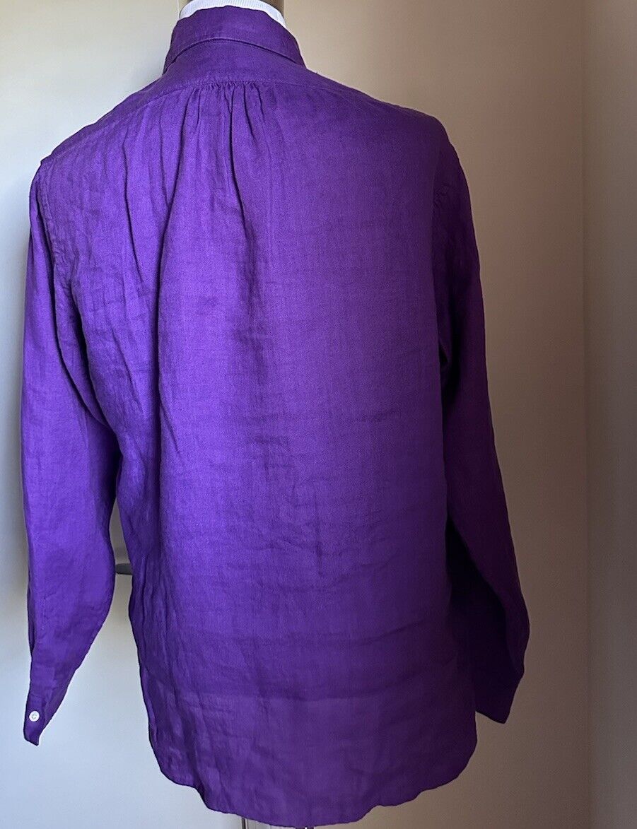 NWT $495 Ralph Lauren Purple Label Men’s Ryland Linen Shirt Blue Size L Italy