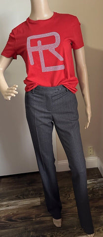 NWT Ralph Lauren Purple Label Women RL Logo Cotton T-Shirt Red Size XS Italy