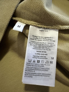 NWT $700 Bottega Veneta Men Cotton Piquet Polo Shirt White/Yellow/Brown Size M