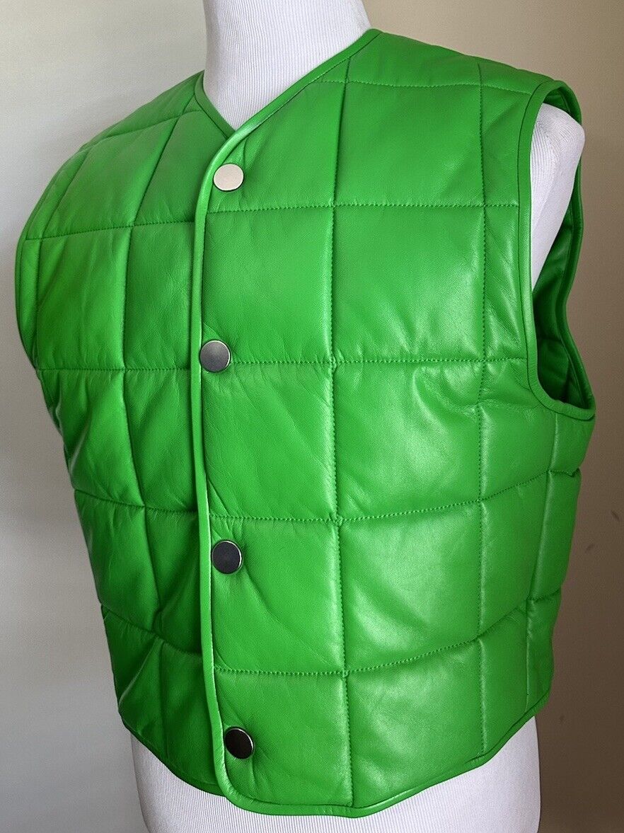 Bottega Veneta Men’s Leather Puffer Jacket Vest Green Size S Italy New $3100