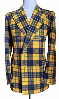 Gucci Men Tartan Cotton Sport Coat Blazer Yellow/Black/Gr. 38 US/48 Eu NET $3800