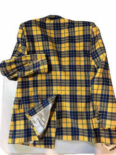Gucci Men Tartan Cotton Sport Coat Blazer Yellow/Black/Gr. 38 US/48 Eu NET $3800
