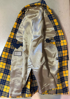 Gucci Men Tartan Cotton Sport Coat Blazer Yellow/Black/Gr. 38 US/48 Eu NET $3800