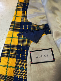 Gucci Men Tartan Cotton Sport Coat Blazer Yellow/Black/Gr. 38 US/48 Eu NET $3800